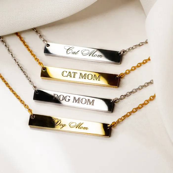 Grayling Necklaces Dog Mom Horizontal Engraved Bar Necklace