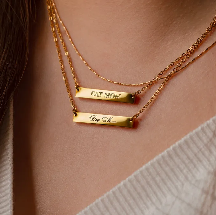Grayling Necklaces Dog Mom Horizontal Engraved Bar Necklace