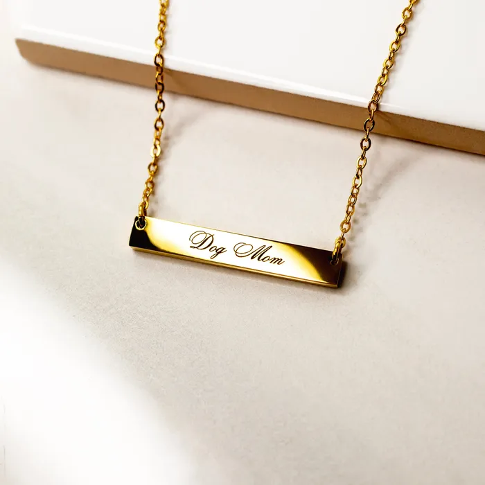 Grayling Necklaces Dog Mom Horizontal Engraved Bar Necklace