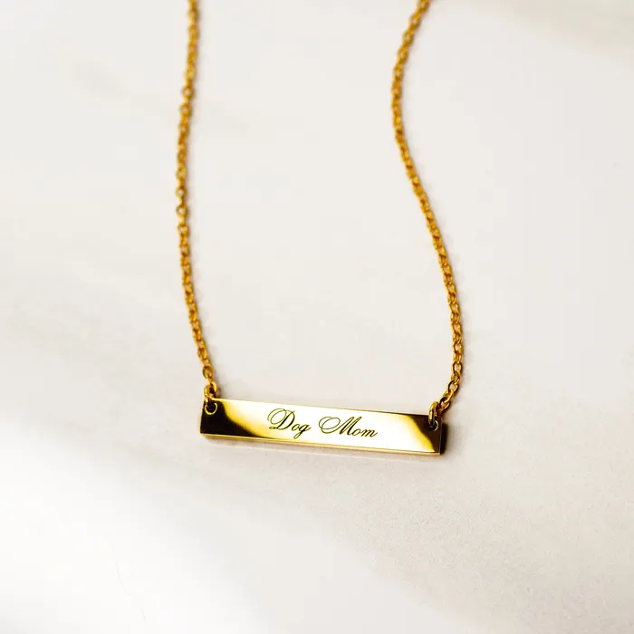 Grayling Necklaces Dog Mom Horizontal Engraved Bar Necklace
