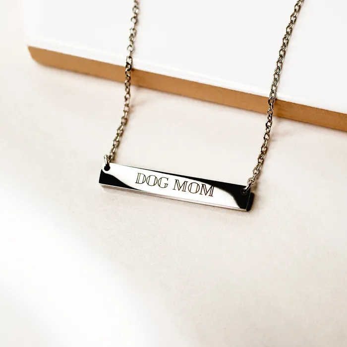 Grayling Necklaces Dog Mom Horizontal Engraved Bar Necklace