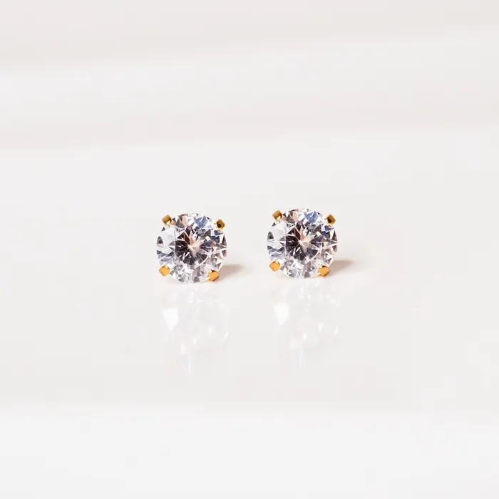 Grayling Solitaire Round Titanium Flat Back Sleeper Earrings Earrings
