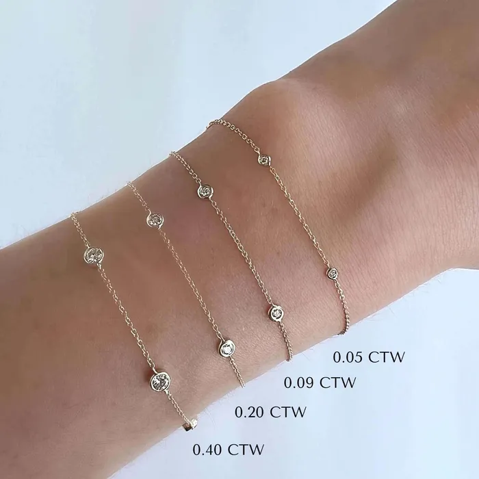 Izakov Diamonds Fine Jewelry Bracelets 18K Gold Diamond Bezel Stations Bracelet