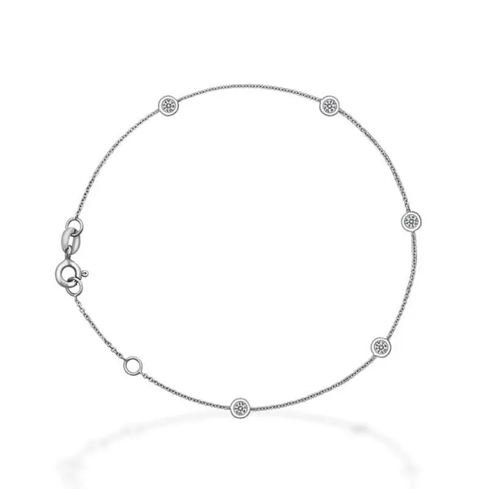 Izakov Diamonds Fine Jewelry Bracelets 18K Gold Diamond Bezel Stations Bracelet