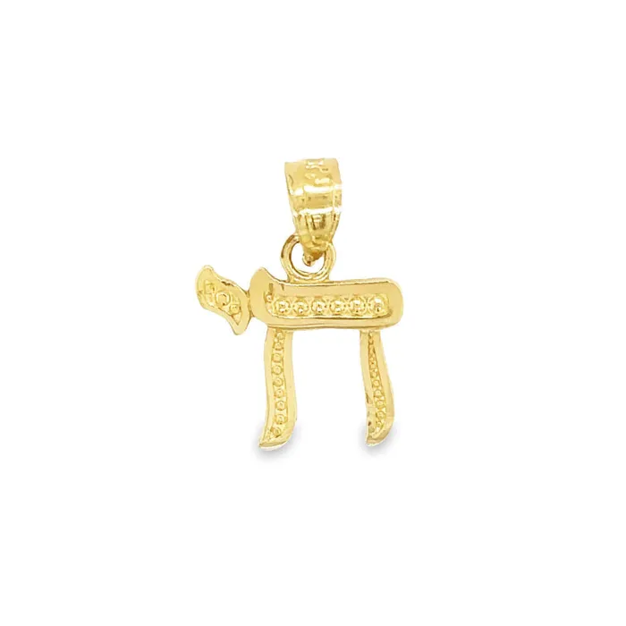 Izakov Diamonds Fine Jewelry Necklaces 14K Gold Textured Hebrew Chai Necklace Charm