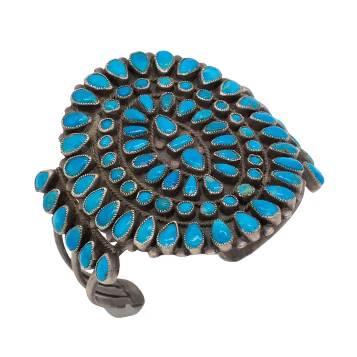 J M Begay Vintage Handmade Sterling Silver Turquoise Petit Point Cuff Bracelet Crown Jewels Coin Bracelets J M Begay Vintage Handmade Sterling Silver Turquoise Petit Point Cuff Bracelet Crown Jewels Coin Bracelets