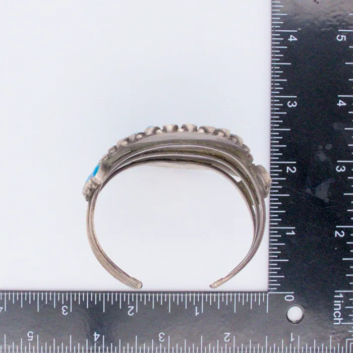 J M Begay Vintage Handmade Sterling Silver Turquoise Petit Point Cuff Bracelet Crown Jewels Coin Bracelets
