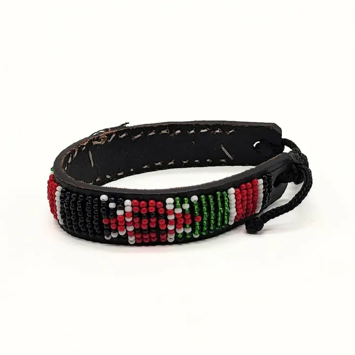 Kenyan Flag Bracelet with Leather Lining Culture Hub Bracelets