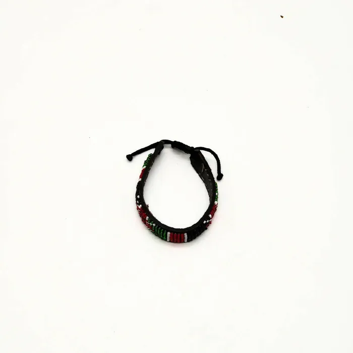 Kenyan Flag Bracelet with Leather Lining Culture Hub Bracelets