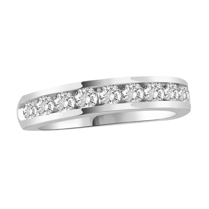 LADIES BAND 075CT ROUND DIAMOND 14K WHITE GOLD AV Rings