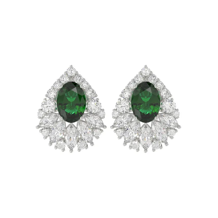 LADIES EARRINGS 450CT ROUNDMARQUISEOVAL DIAMOND 14K WHITE GOLD CENTER STONE OVAL DIAMOND 2 12CT Ethos Earrings