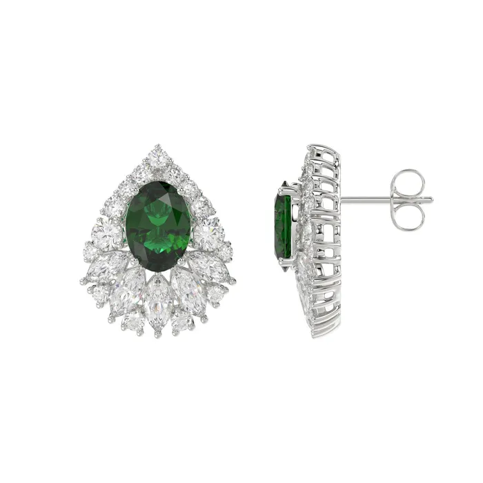 LADIES EARRINGS 450CT ROUNDMARQUISEOVAL DIAMOND 14K WHITE GOLD CENTER STONE OVAL DIAMOND 2 12CT Ethos Earrings LADIES EARRINGS 450CT ROUNDMARQUISEOVAL DIAMOND 14K WHITE GOLD CENTER STONE OVAL DIAMOND 2 12CT Ethos Earrings