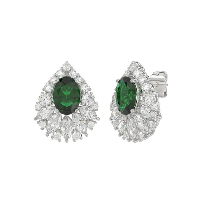 LADIES EARRINGS 450CT ROUNDMARQUISEOVAL DIAMOND 14K WHITE GOLD CENTER STONE OVAL DIAMOND 2 12CT Ethos Earrings LADIES EARRINGS 450CT ROUNDMARQUISEOVAL DIAMOND 14K WHITE GOLD CENTER STONE OVAL DIAMOND 2 12CT Ethos Earrings
