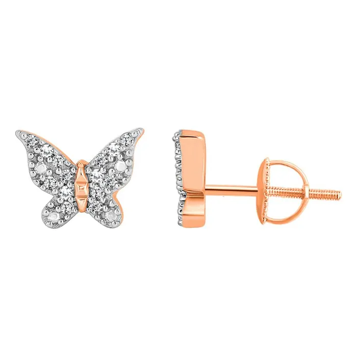 LADIES HALF PAIR ONLY EARRINGS 006CT ROUND DIAMOND 10K ROSE GOLD AV Earrings LADIES HALF PAIR ONLY EARRINGS 006CT ROUND DIAMOND 10K ROSE GOLD AV Earrings