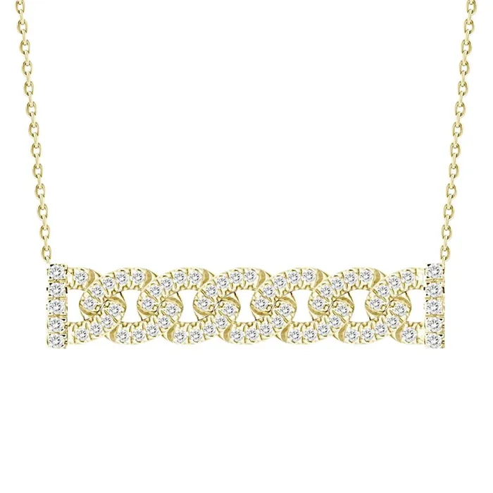 LADIES NECKLACE 025CT ROUND DIAMOND 10K YELLOW GOLD AV Necklaces