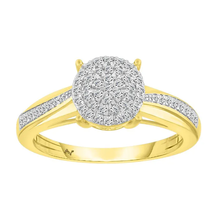 LADIES RING 025CT ROUND DIAMOND 10K YELLOW GOLD AV Rings