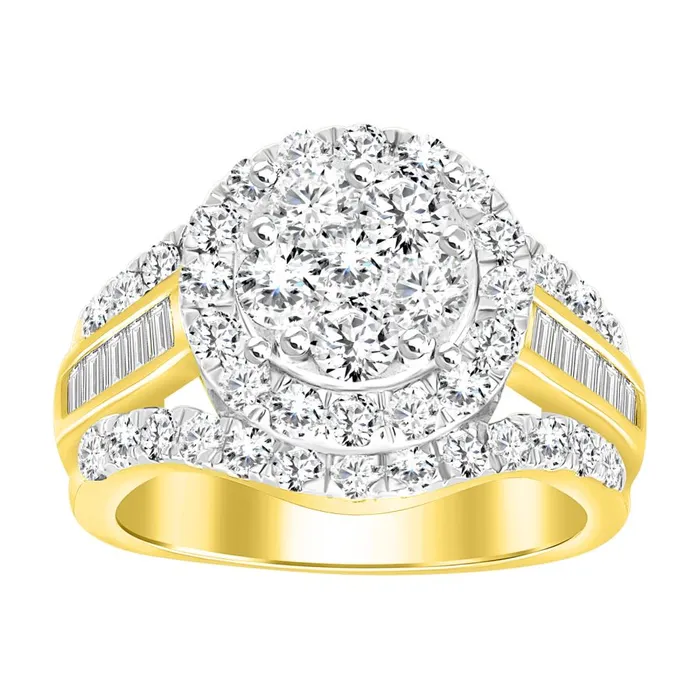LADIES RING 200CT ROUNDBAGUETTE DIAMOND 10K YELLOW GOLD AV Rings