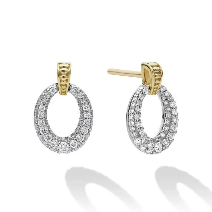 LAGOS Earrings Caviar Lux 18K Gold Oval Drop Diamond Earring