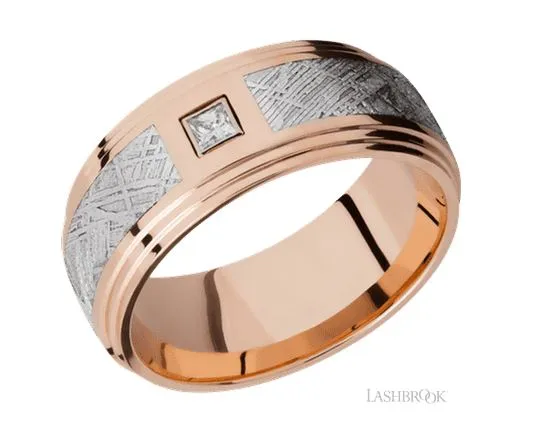 LASHBROOK Rings 14K Rose Gold 9mm Flat Wedding Band