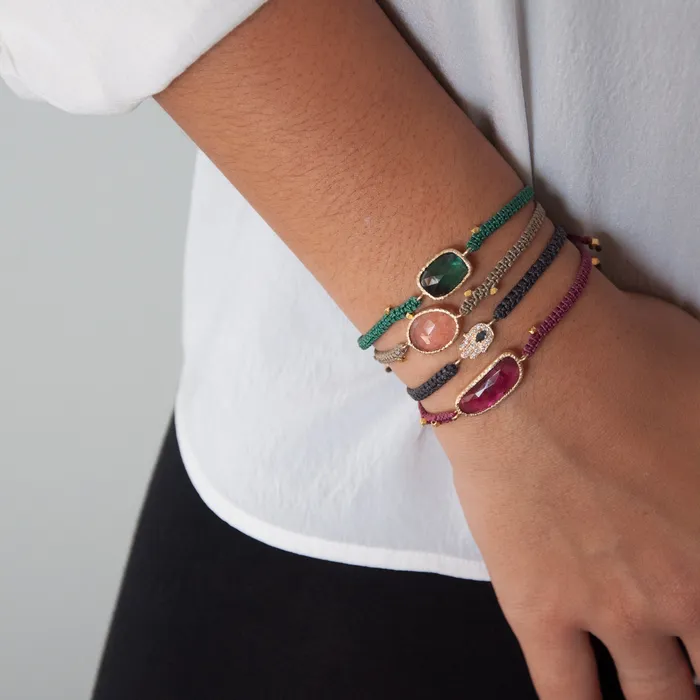 Light Pink Tourmaline Macrame Bracelet Vivien Frank Designs Bracelets