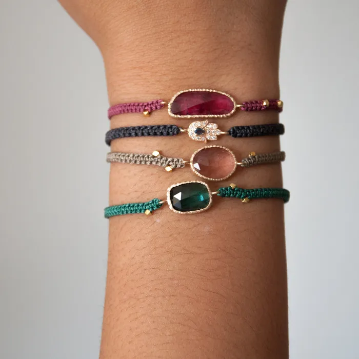Light Pink Tourmaline Macrame Bracelet Vivien Frank Designs Bracelets
