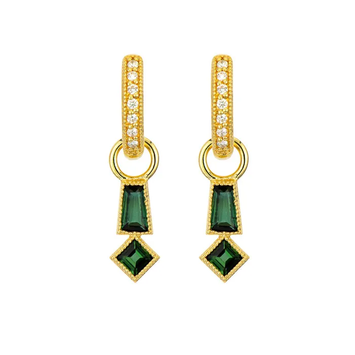Lisse Tapered Green Baguette Kite Earring Charms JUDE FRANCES JEWELS Earrings Lisse Tapered Green Baguette Kite Earring Charms JUDE FRANCES JEWELS Earrings