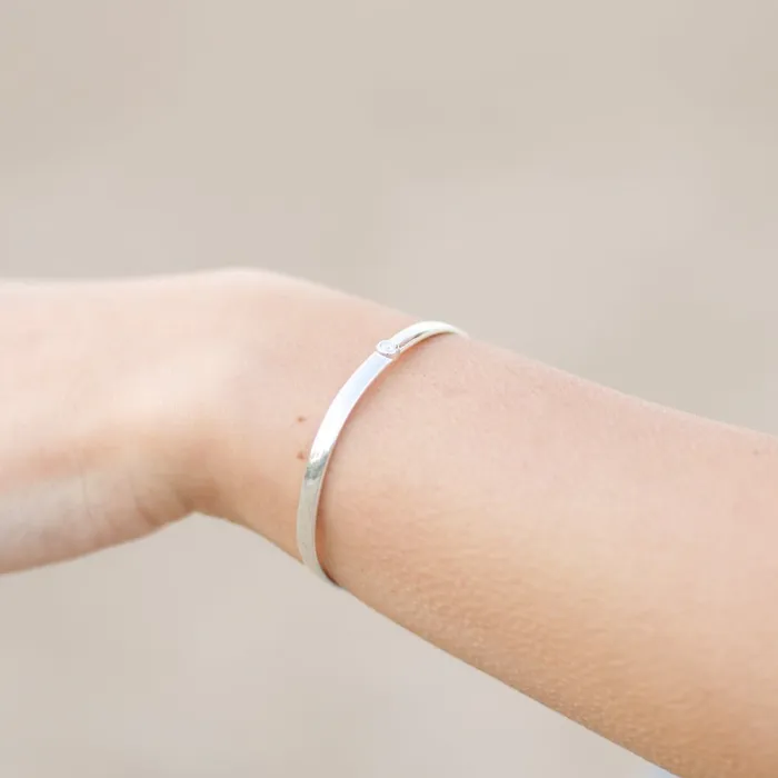 Love Me BezelSet Natural Diamond 6 Cuff Bracelet Solid 14K Yellow White Rose Gold or Silver Storyteller by Vintage Magnality Bracelets