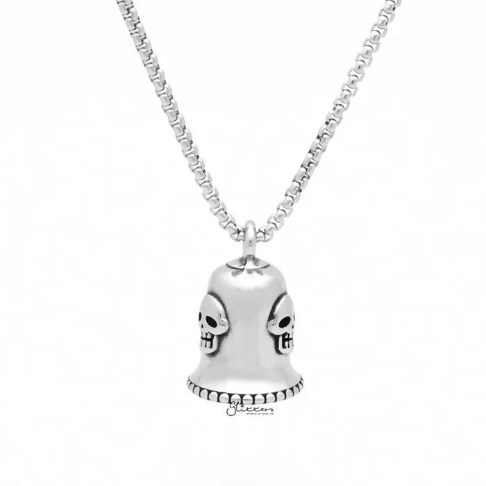 Lucky 13 Stainless Steel Bell Pendant Silver Glitters Necklaces