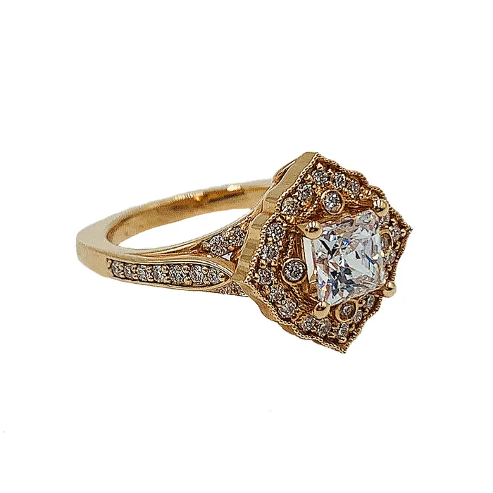 Lumiar 15 CTTW rose gold diamond ring 100CT center princess cut diamond Crown Jewels Coin Rings