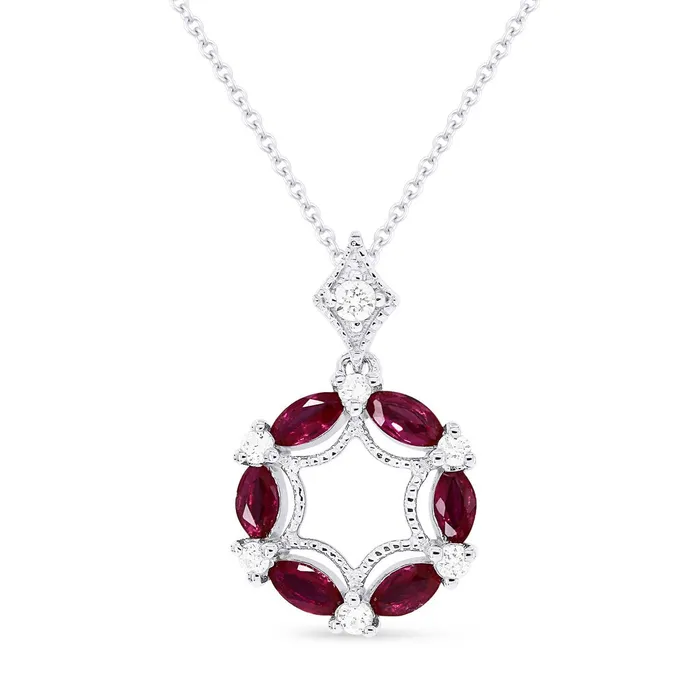 Madison L 14K White Gold 070ctw Circle Style Ruby Necklace MADISON L Necklaces Madison L 14K White Gold 070ctw Circle Style Ruby Necklace MADISON L Necklaces