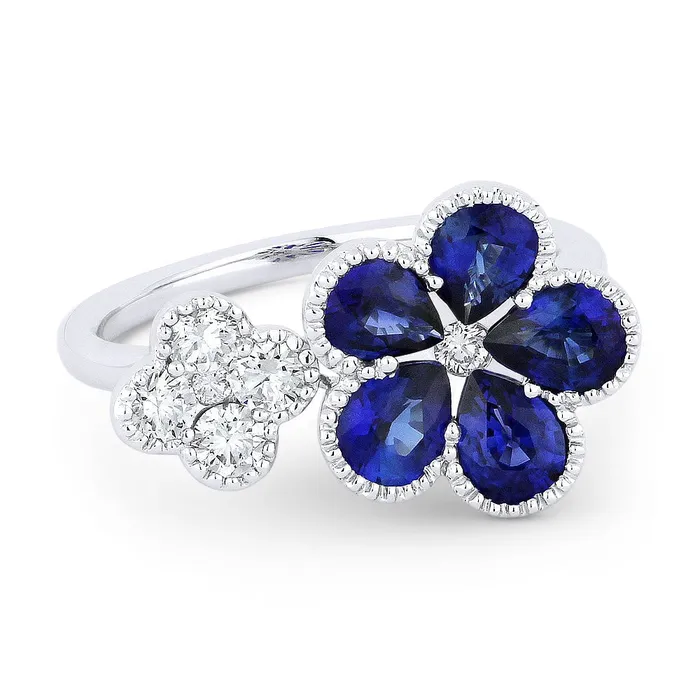 MADISON L Madison L 14K White Gold 219ctw Floral Style Sapphire and Diamond Ring Rings MADISON L Madison L 14K White Gold 219ctw Floral Style Sapphire and Diamond Ring Rings