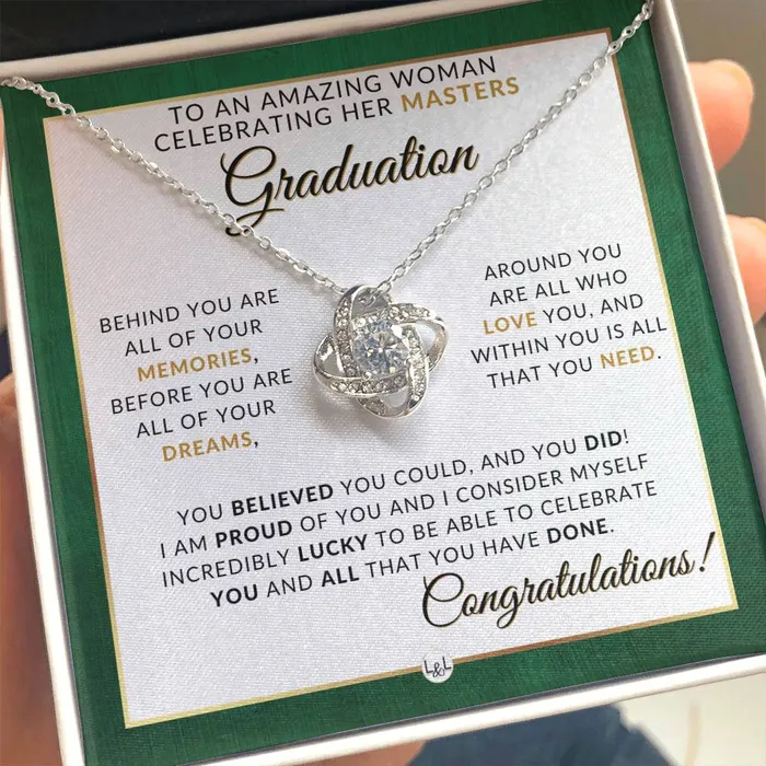 Masters Graduation Gift Idea For Her Beautiful Womans Pendant Necklace Sentimental Keepsake Message ShineOn Fulfillment Necklaces
