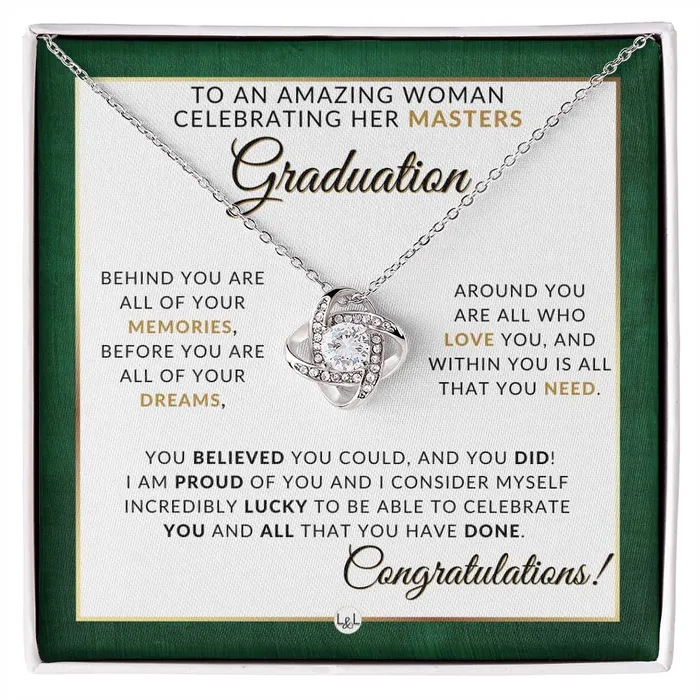 Masters Graduation Gift Idea For Her Beautiful Womans Pendant Necklace Sentimental Keepsake Message ShineOn Fulfillment Necklaces