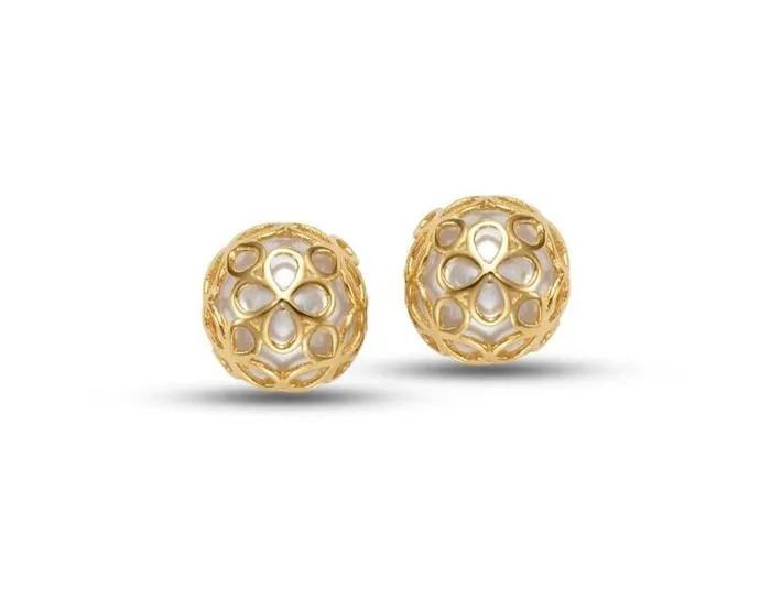 MASTOLONI PEARLS Earrings Estate 14K Yellow Gold Stud Style Earrings Featuring Freshwater Pearls MASTOLONI PEARLS Earrings Estate 14K Yellow Gold Stud Style Earrings Featuring Freshwater Pearls