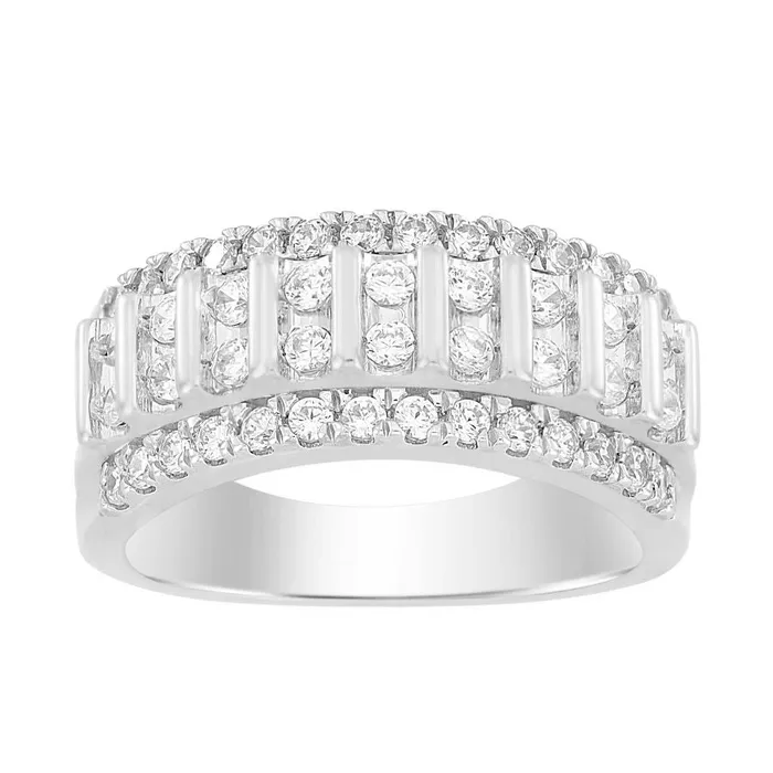 MENS BAND 125CT ROUND DIAMOND 14K WHITE GOLD SI QUALITY AV Rings