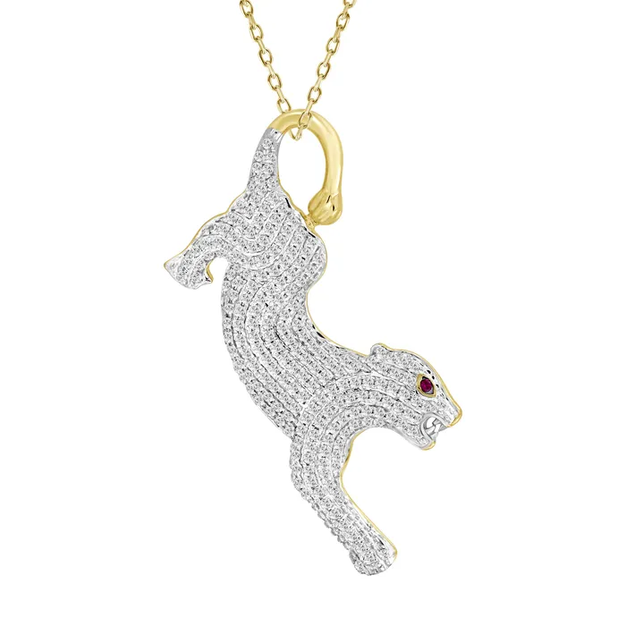 MENS CHARM 050CT ROUNDRUBY DIAMOND 10K YELLOW GOLD AV Charm Necklaces
