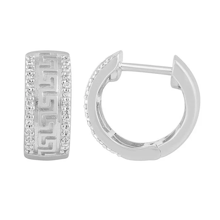 MENS HOOP EARRINGS 020CT ROUND DIAMOND 10K WHITE GOLD AV Earrings