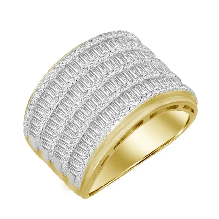 MENS RING 200CT ROUNDBAGUETTE DIAMOND 10K YELLOW GOLD AV Rings