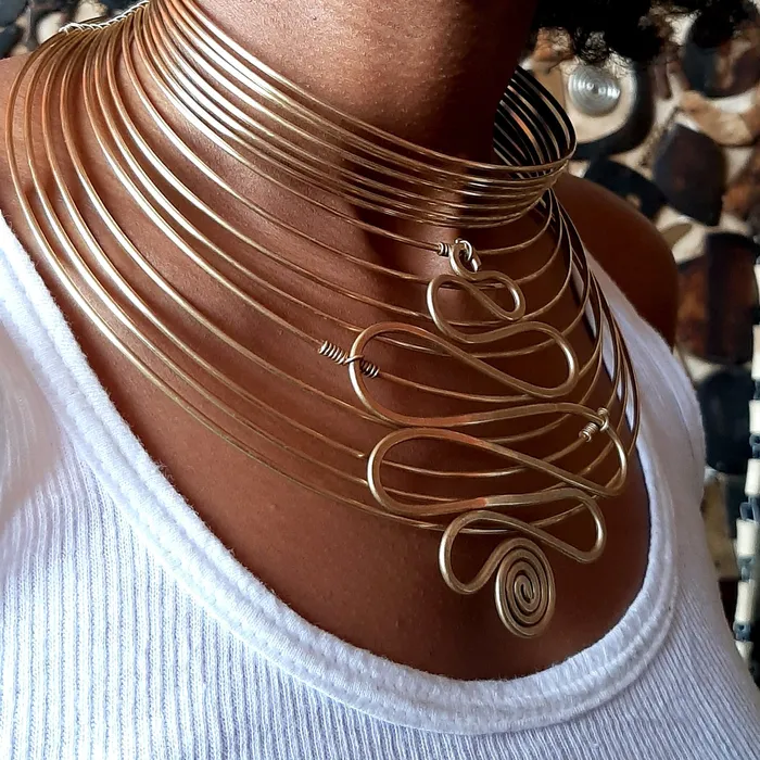 Mwassus Jewelry Necklaces African Design Necklace Brass Choker