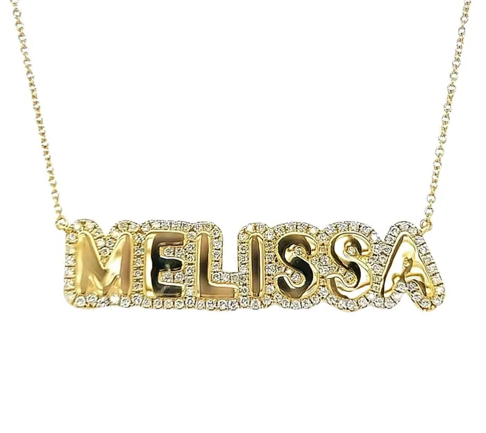 Necklaces 14K Gold Personalized Diamond Cloud Nameplate Necklace Izakov Diamonds Fine Jewelry