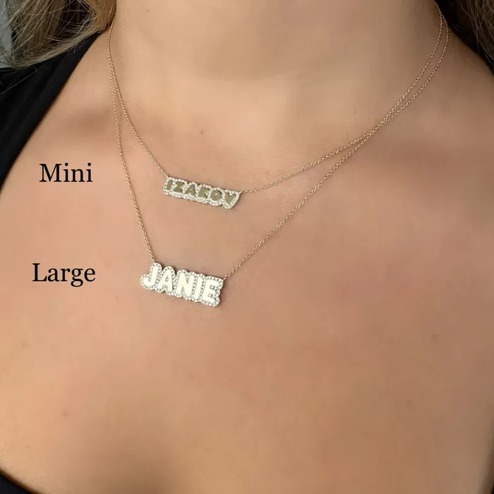 Necklaces 14K Gold Personalized Diamond Cloud Nameplate Necklace Izakov Diamonds Fine Jewelry