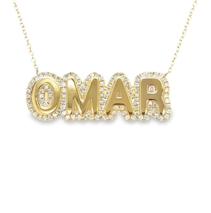 Necklaces 14K Gold Personalized Diamond Cloud Nameplate Necklace Izakov Diamonds Fine Jewelry