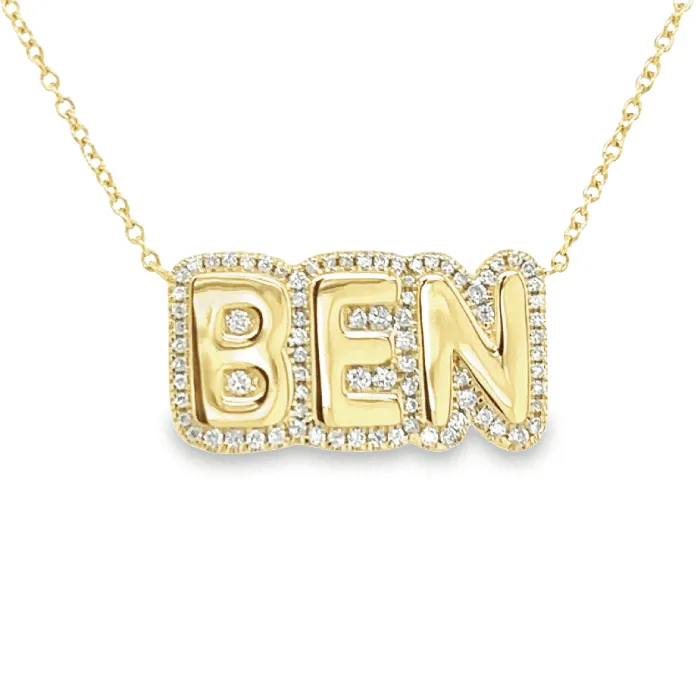 Necklaces 14K Gold Personalized Diamond Cloud Nameplate Necklace Izakov Diamonds Fine Jewelry