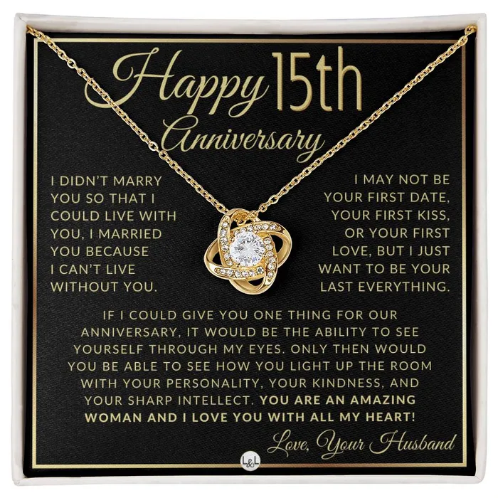 Necklaces 15th Anniversary Gift For Wife Beautiful Womens Pendant Necklace Heartfelt Anniversary Message ShineOn Fulfillment Necklaces 15th Anniversary Gift For Wife Beautiful Womens Pendant Necklace Heartfelt Anniversary Message ShineOn Fulfillment