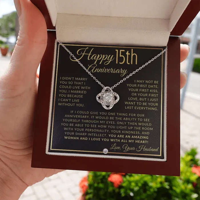 Necklaces 15th Anniversary Gift For Wife Beautiful Womens Pendant Necklace Heartfelt Anniversary Message ShineOn Fulfillment