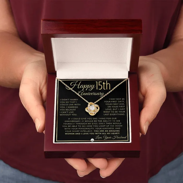 Necklaces 15th Anniversary Gift For Wife Beautiful Womens Pendant Necklace Heartfelt Anniversary Message ShineOn Fulfillment