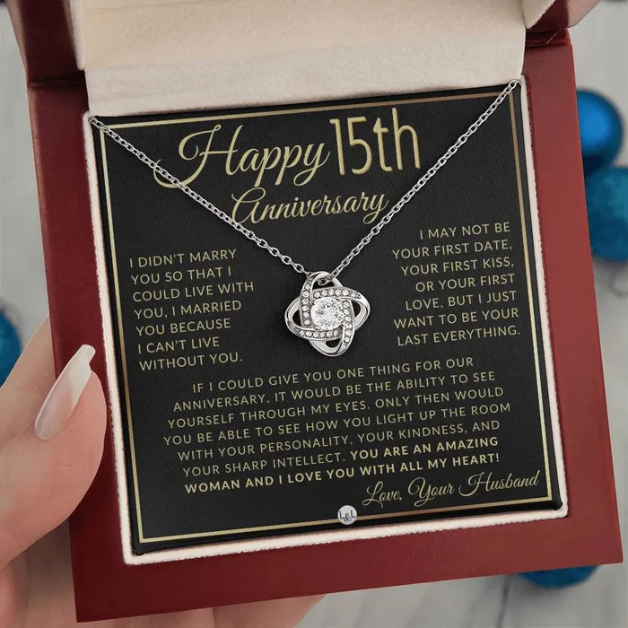 Necklaces 15th Anniversary Gift For Wife Beautiful Womens Pendant Necklace Heartfelt Anniversary Message ShineOn Fulfillment