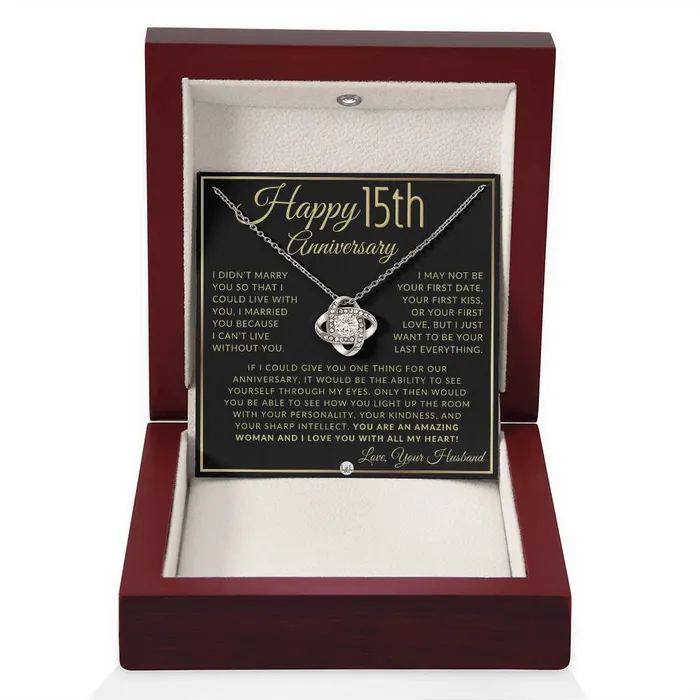 Necklaces 15th Anniversary Gift For Wife Beautiful Womens Pendant Necklace Heartfelt Anniversary Message ShineOn Fulfillment