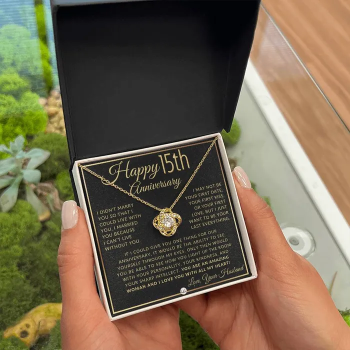 Necklaces 15th Anniversary Gift For Wife Beautiful Womens Pendant Necklace Heartfelt Anniversary Message ShineOn Fulfillment