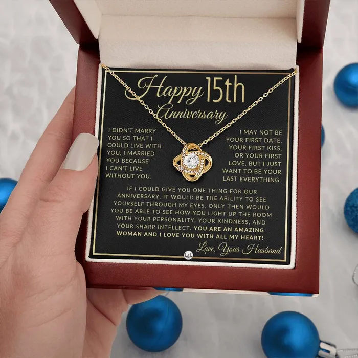 Necklaces 15th Anniversary Gift For Wife Beautiful Womens Pendant Necklace Heartfelt Anniversary Message ShineOn Fulfillment